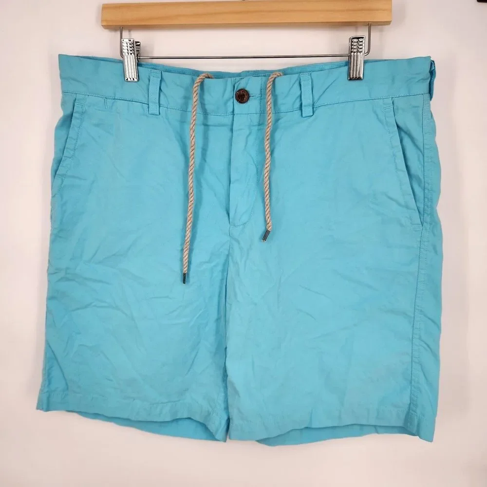 Polo Ralph Lauren Swimwear Boardshorts Light Blue Wood Button Rope Drawstring 34